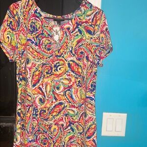 MSK Multicolor Paisley Short Sleeve Dress